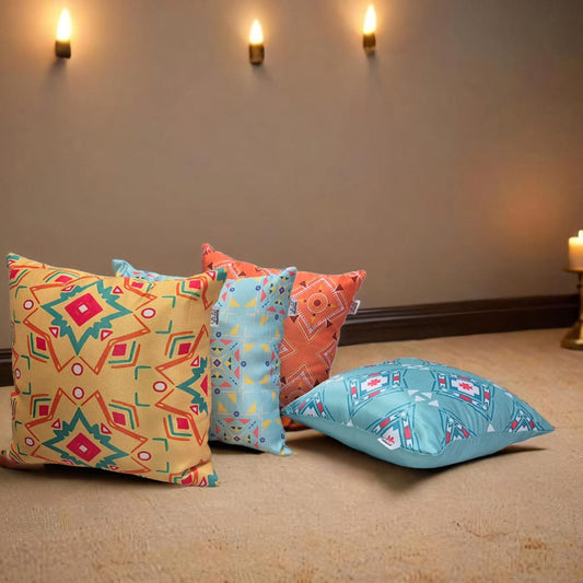 Vaa Trendy Print Filled Cushion (Multicolour) - Set of 4 - 1 U