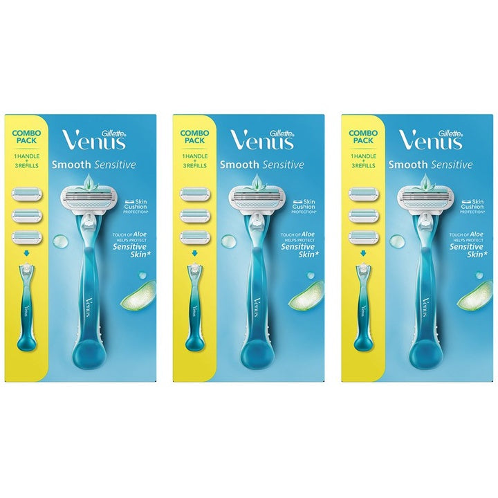 Gillette Venus Set Of 3 Aloe Vera Smooth Razor - 1 Razor With 2 Refills