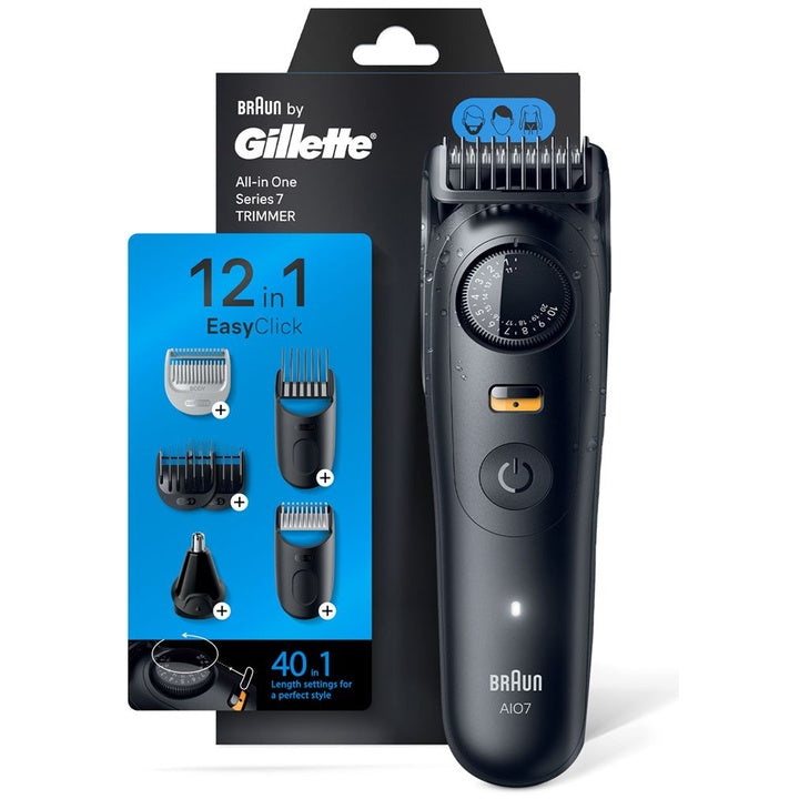 Gillette Series 7 AIO Trimmer with 12 Attachments + 40 Length Settings - Black