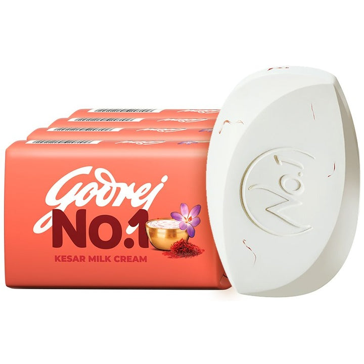 Godrej No.1 Set of 4 Kesar & Milk Cream Soap - 150 g Each