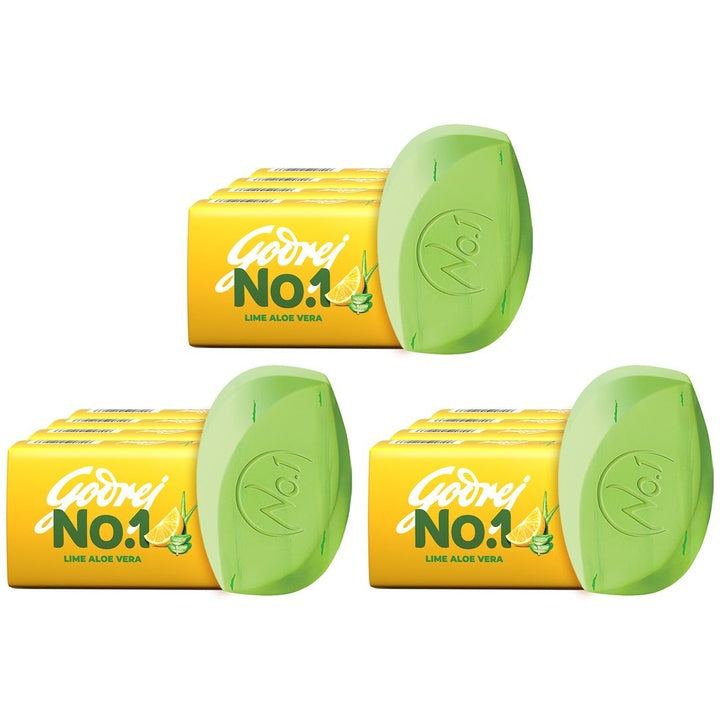 Godrej No.1 Set of 12 Lime Aloe Vera Bathing Soap - 150 g each