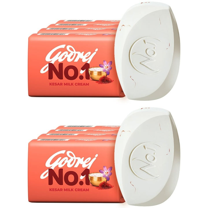 Godrej No.1 Set of 8 Kesar Milk Cream Bathing Soap - 150 g Each