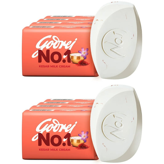 Godrej No.1 Set of 8 Kesar Milk Cream Bathing Soap - 150 g Each