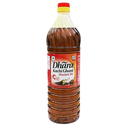 Dhara Khachi Ghani Mustard Oil Bottle - 910 g