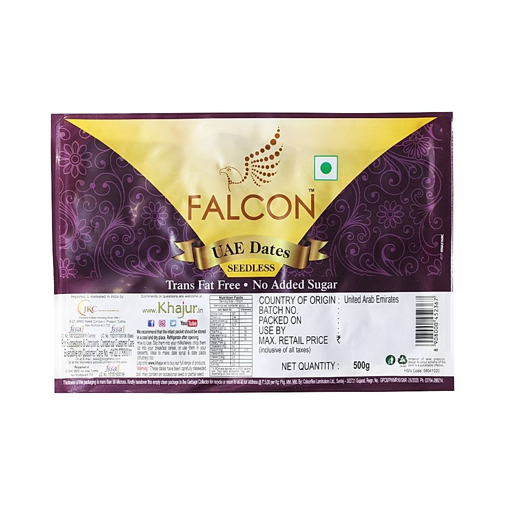 Falcon UAE Dates Seedless (Khajur) - 500 g