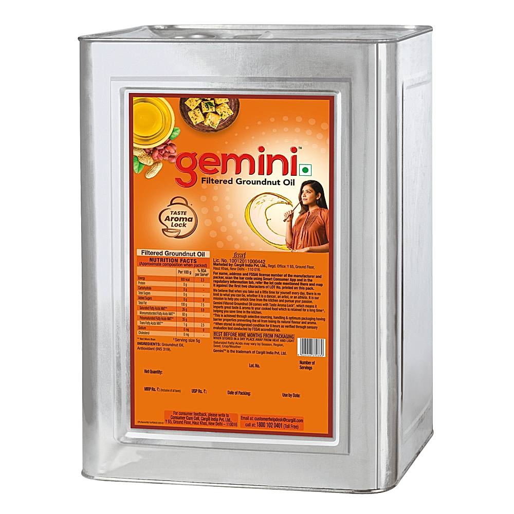 Gemini Groundnut Oil Tin - 13 kg