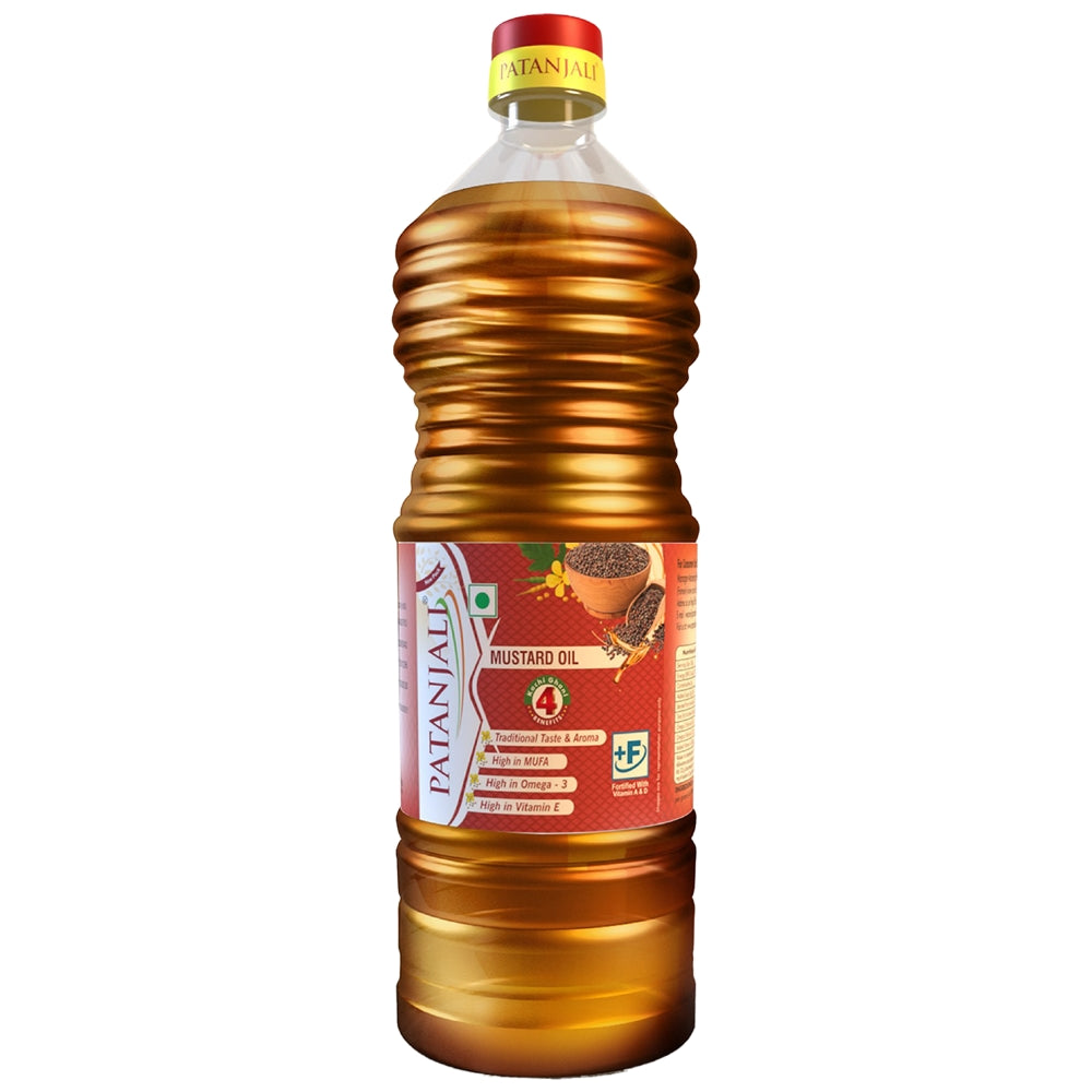 Patanjali Kachi Ghani Mustard Oil Bottle - 910 g