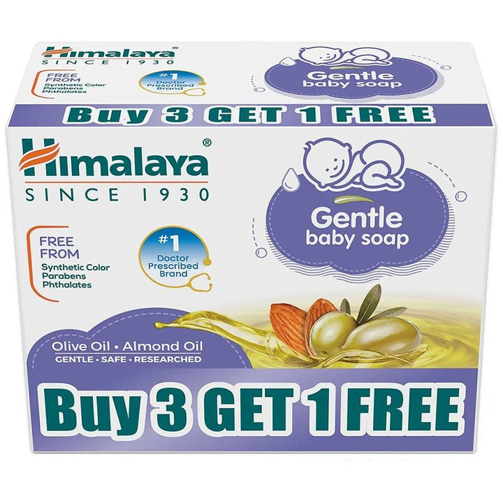 Himalaya Baby Set of 4 Gentle Baby Soaps with Olive Oil & Almond Oil for Normal Skin-75 g Each