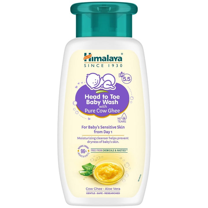 Himalaya Baby Head To Toe Baby Wash with Pure Cow Ghee & Aloe Vera for Sensitive Skin - 200 ml