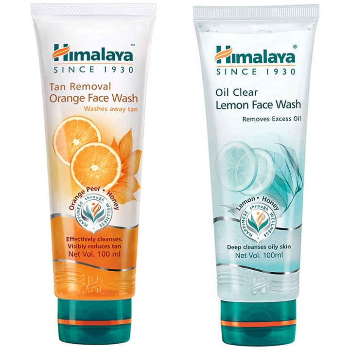 Himalaya Set Of 2 Face Wash - Oil Clear Lemon & Tan Removal Orange - 100ml Each