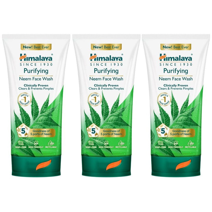 Himalaya Set of 3 Purifying Neem Face Wash with Neem & Turmeric - 150ml each