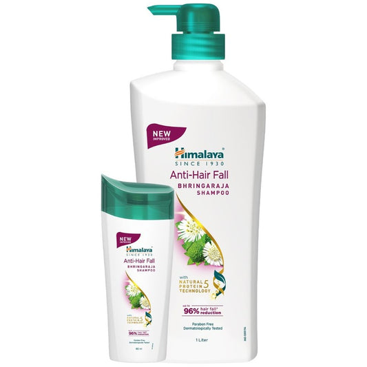 Himalaya Anti-Hair Fall Bhringaraja Shampoo 1L with Bhringaraja Shampoo 80ml Free