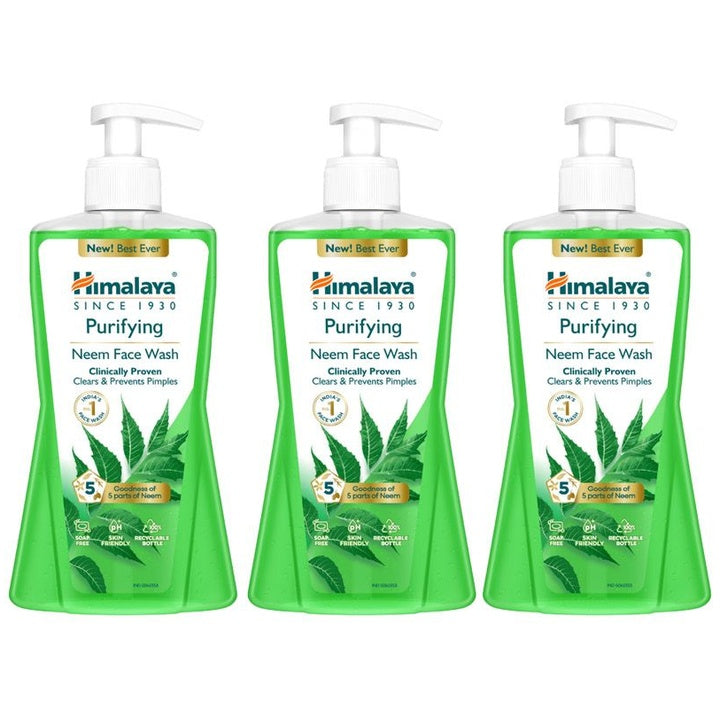 Himalaya Set of 3 Purifying Neem Face Wash to Prevent Pimples - 400 ml Each