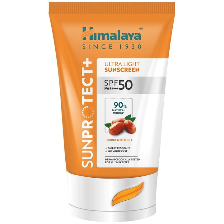 Himalaya SunProtect+ Ultra-Light Sunscreen Cream with SPF50 PA ++++ & No White Cast - 30g