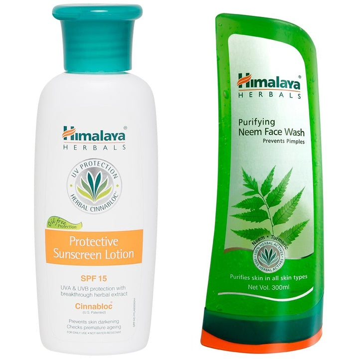 Himalaya Cinnabloc Protective SPF 15 Sunscreen Lotion & Purifying Neem Face Wash
