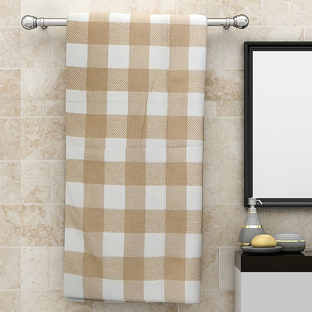 Athom Living Big Checks Bath Towel 210 GSM - Beige (75x150 cm) - 1 U