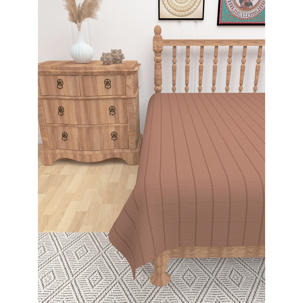 Athom Living Cotton Chaddar Single Ribs (Brown) - 145x224 cm - 1 U