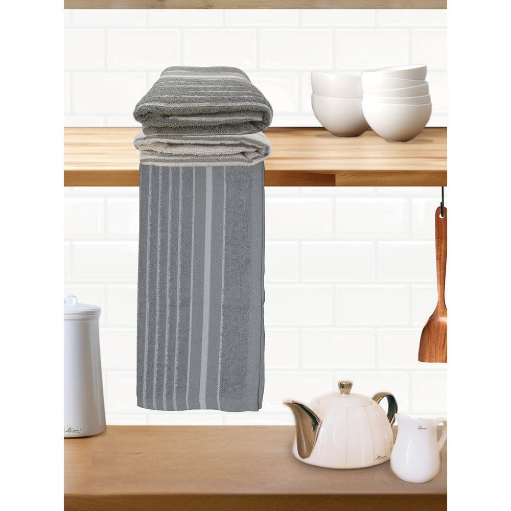 Athom Living Hand Towel Stripes Grey - 45x60 cm - 3 U