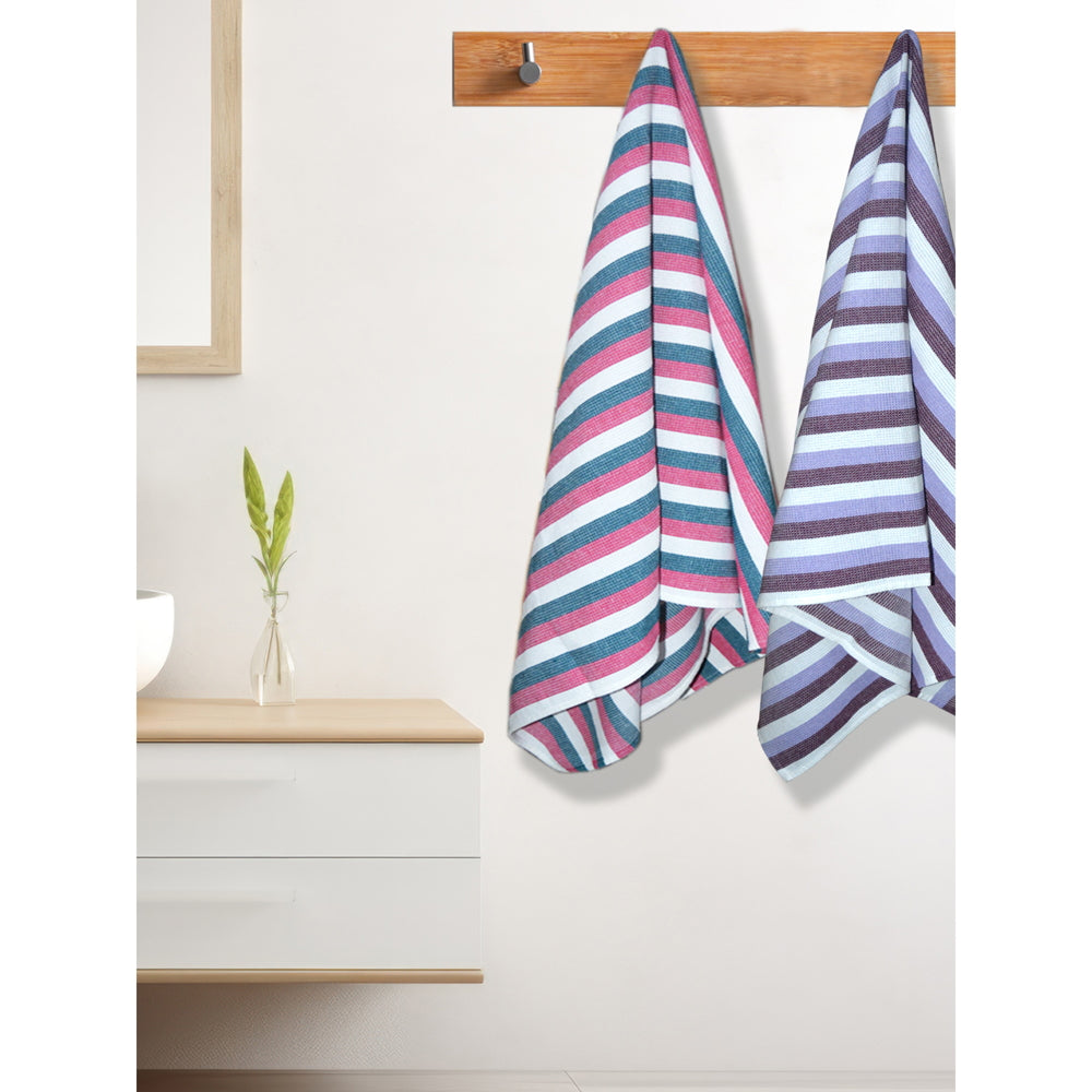 Athom Living Iris Rib Bath Towel (Violet & Blue) 75x150 cm - Set of 2 - 2 U