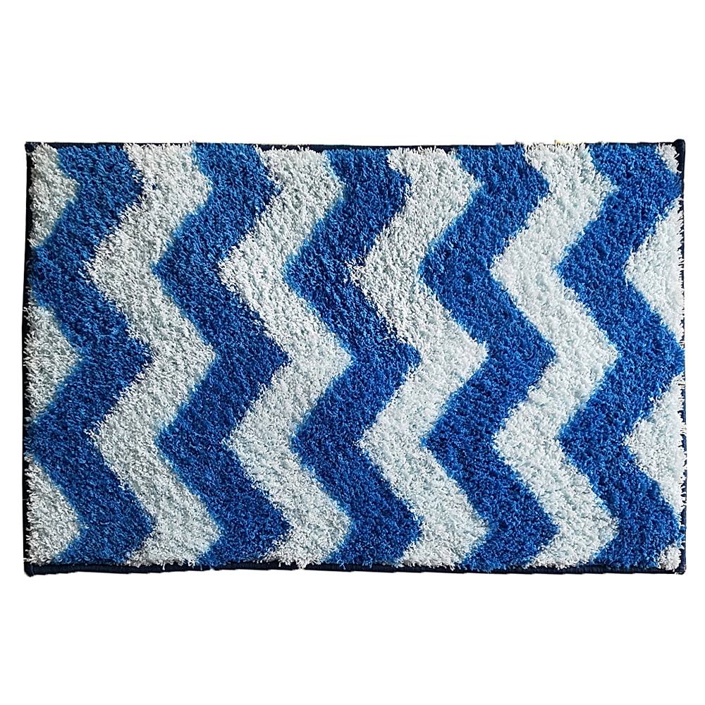 Athom Living Micro Printed Bath Mat (12) - 38 X 58cm - Blue