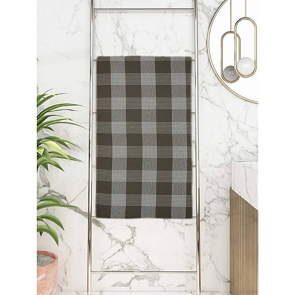 Athom Living Star Checks Bath Towel Grey -75x150 cm - 1 U