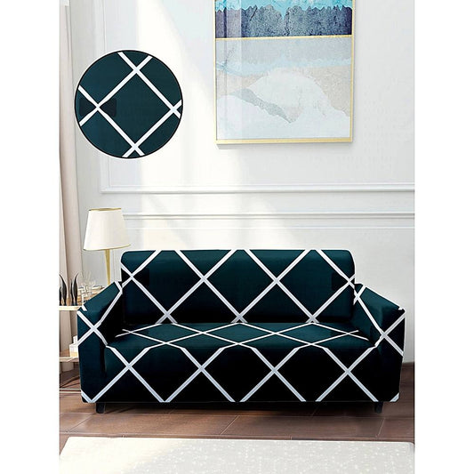 Cortina 3 Seater Geometric Sofa Cover (185-230 cm) - Dark Grey - 3 U