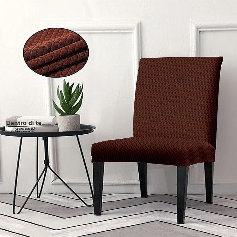 Cortina Elastic Chair Cover - Jacquard - Coffee