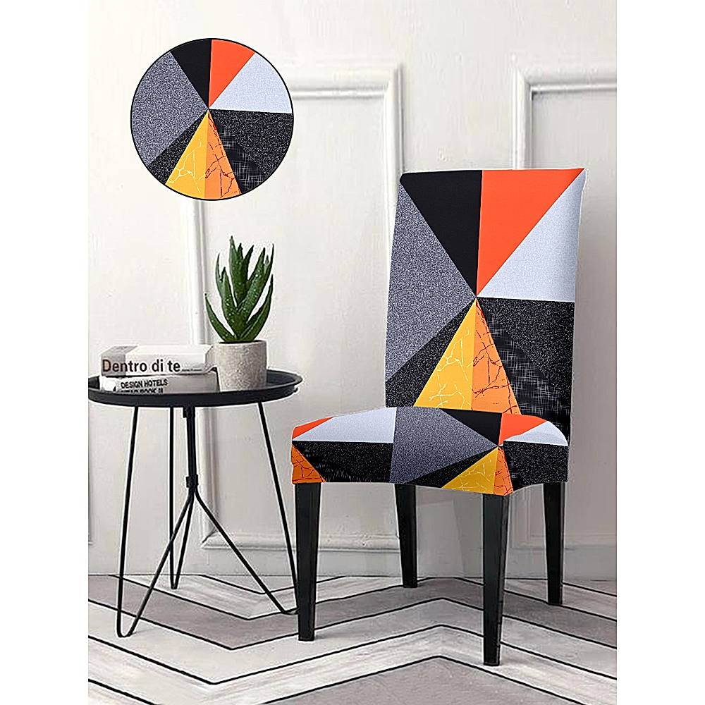 Cortina Polyester Dining Chair Cover Abstract - Orange & Black