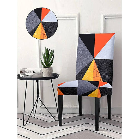 Cortina Polyester Dining Chair Cover Abstract - Orange & Black