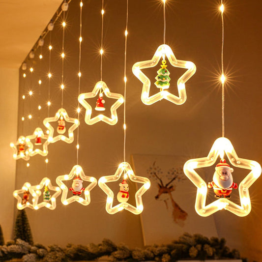Desidiya 10 Star Santa Curtain String Light (Warm White) - 1 Unit