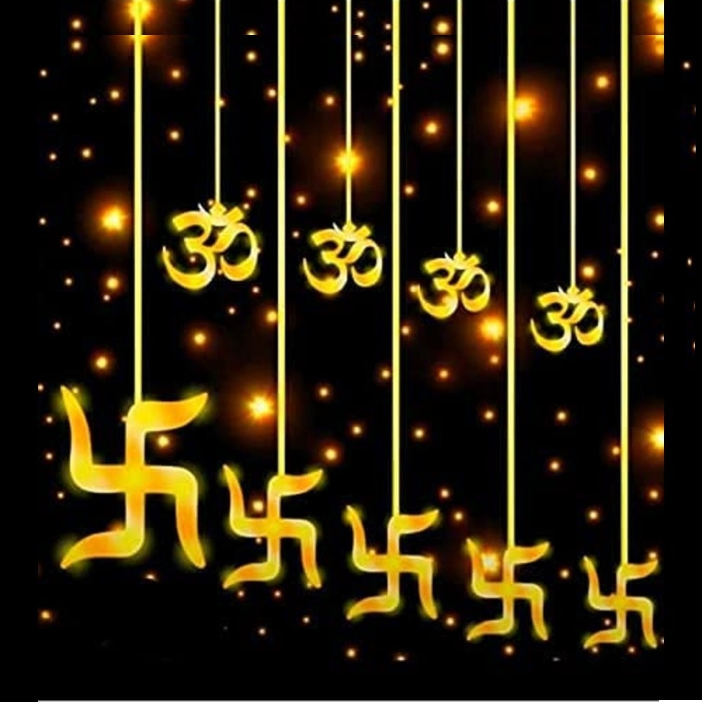 DesiDiya 6+6 Om Swastik LED String Lights (Warm White) - 2.4 Metres - 2.4 mtr