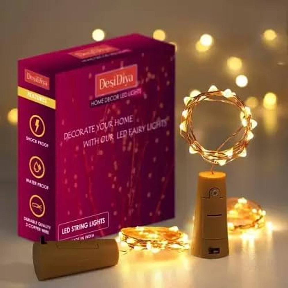 DesiDiya Bottle Lights with Cork 3 Mtr (Warm White) - Pack of 2 - 1 Unit