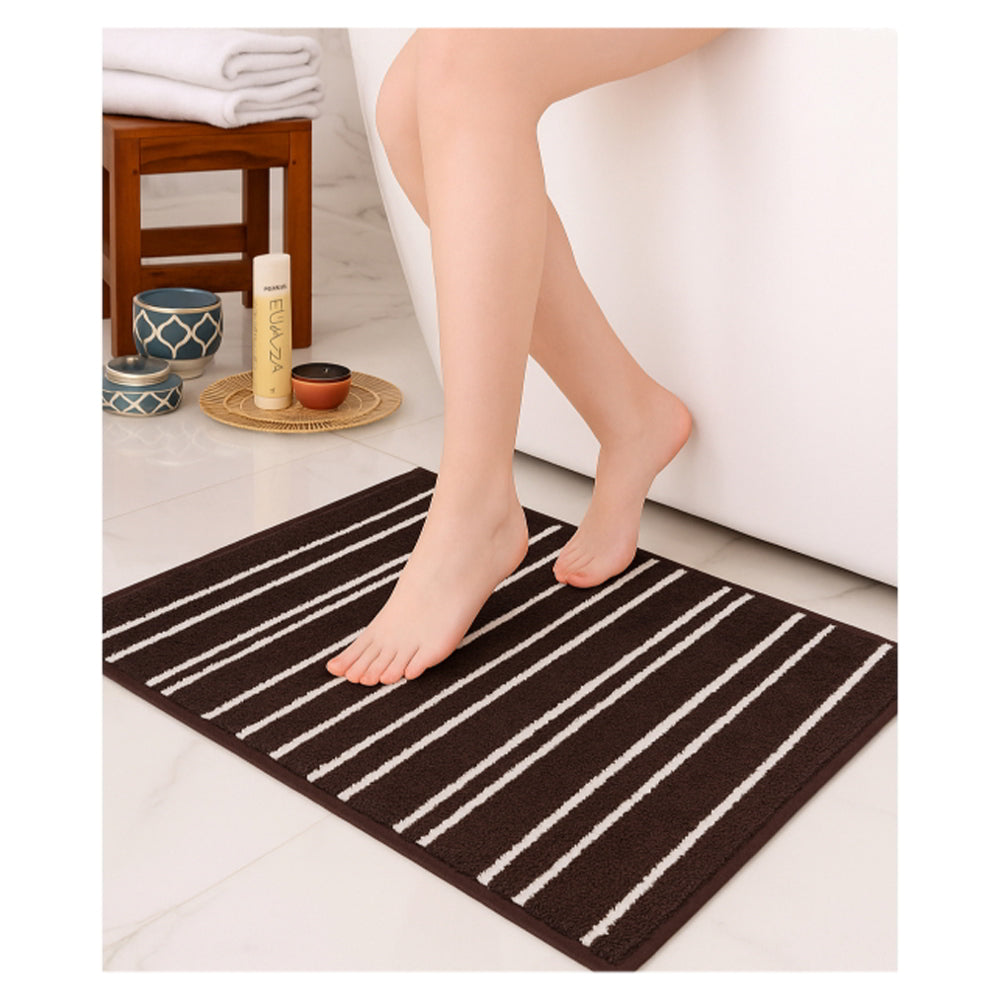 ELANZA Stripe Coffee Doormat (Coffee) - 40 x 60 cm - 1 Unit