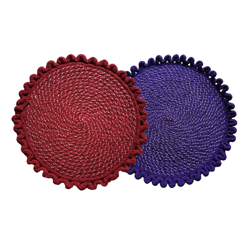 Elegant Weavers Acrylic Round Bathmat - Red & Blue - 2 U