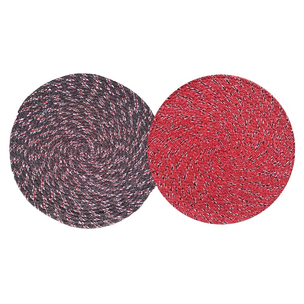 Elegant Weavers Ocala Round Bath Door (Red & Brown) 40x40 cm - Set Of 2 - 2 U