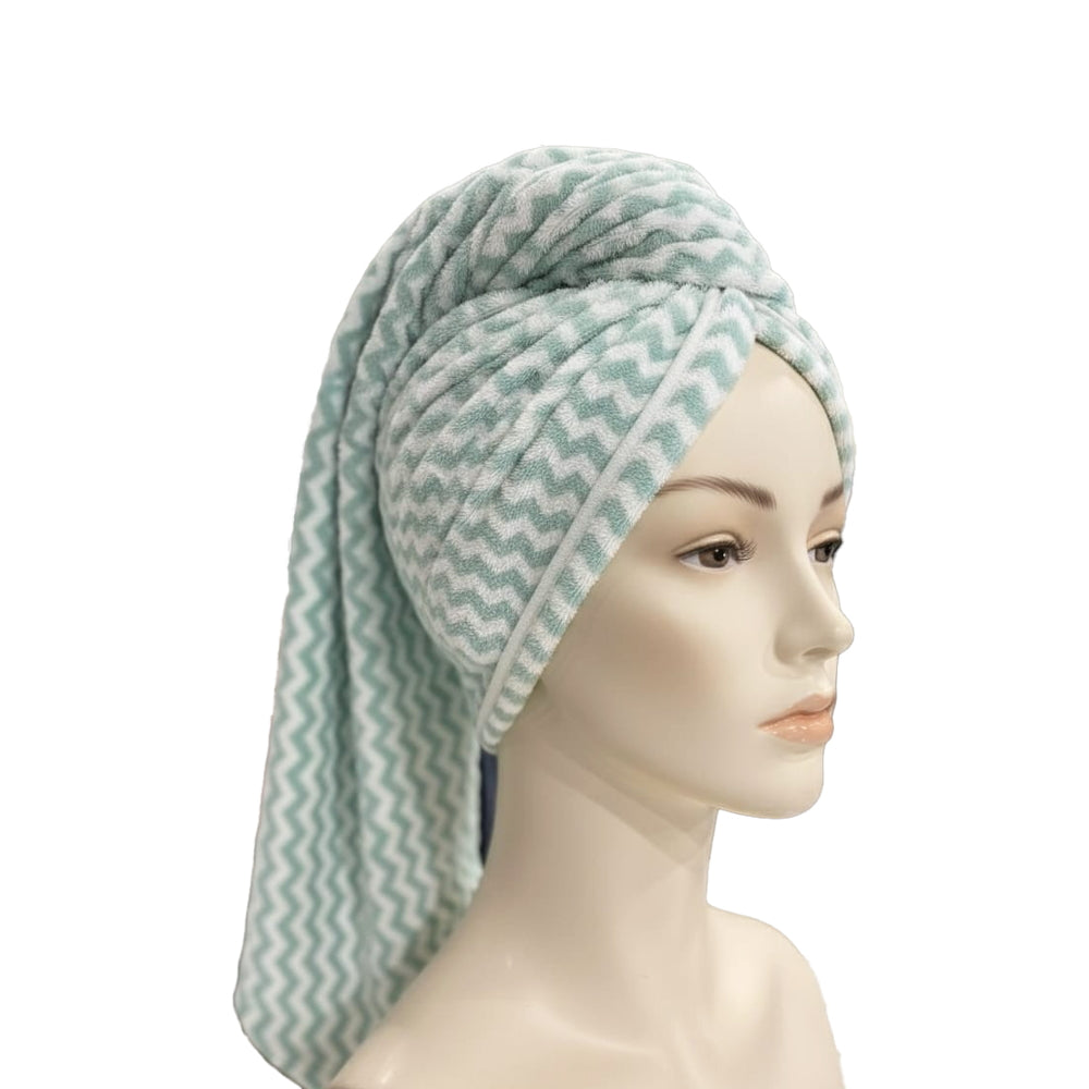 EW Hair Wrap Absorbent Towel for Hair-Drying - Green - 25x65 cm - 1 U