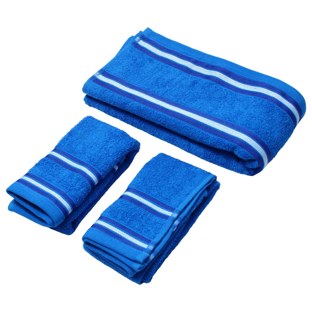 EW Towel Set 400GSM (Blue) - 1 Bath Towel + 2 Hand Towels - 1 U