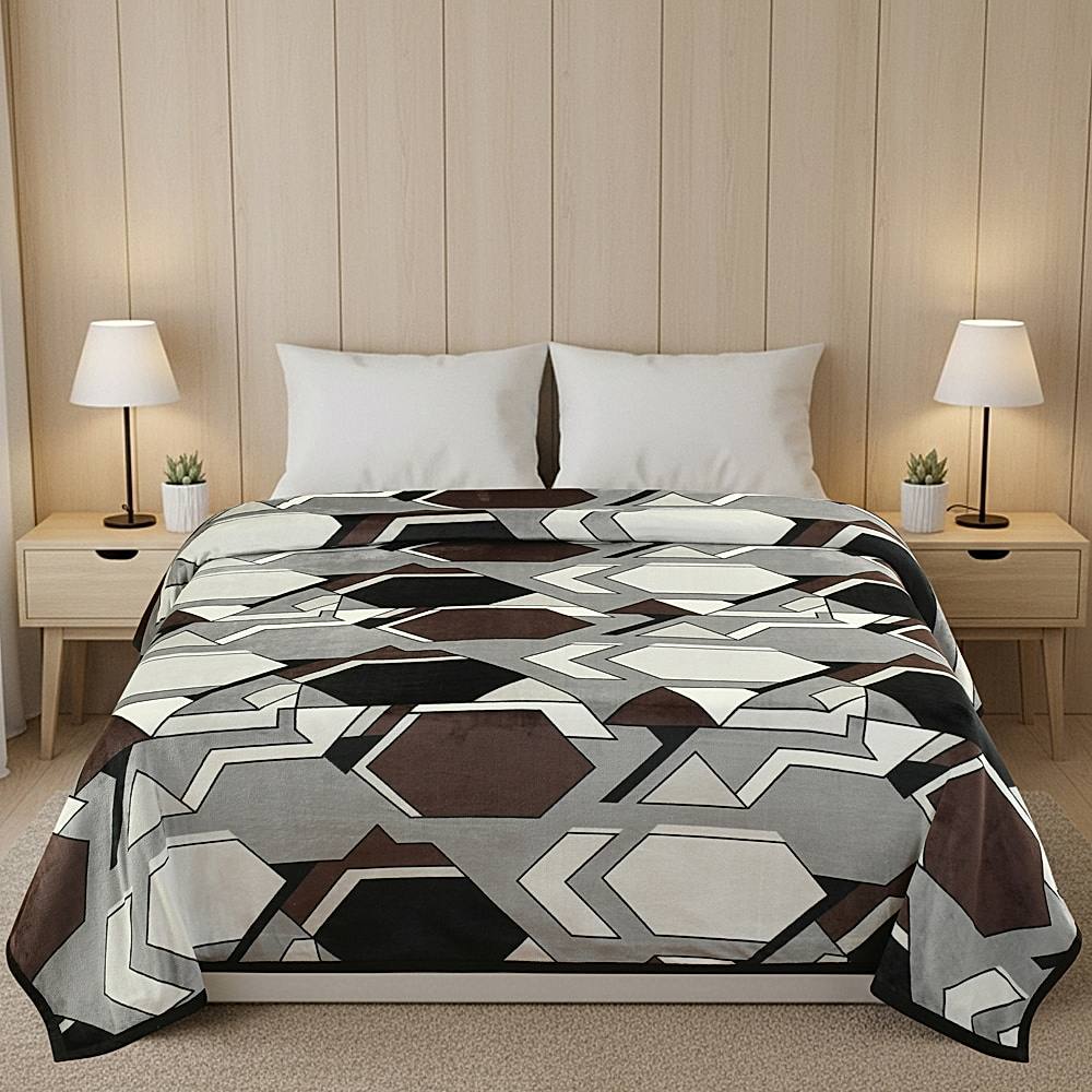 GoHome Prestige Flannel Double Blanket FBD06 (Charcoal) 7.33 x 6.83 ft - 1 U