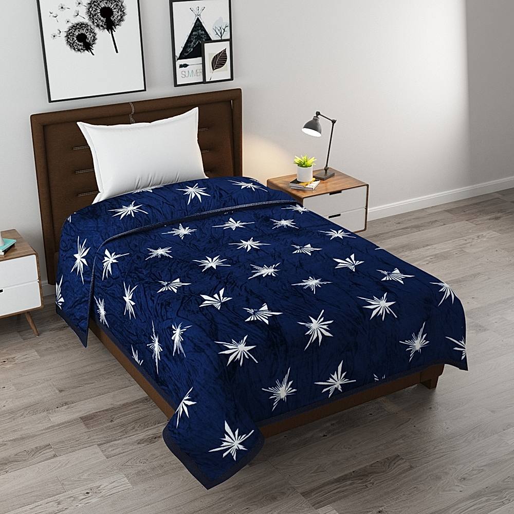 GoHome Prestige Flannel Single Blanket FBS01 (Blue) - 7 x 4.75 ft - 1 U