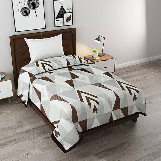 GoHome Prestige Flannel Single Blanket FBS05 (Brown & Grey) 7 x 4.75 ft - 1 U