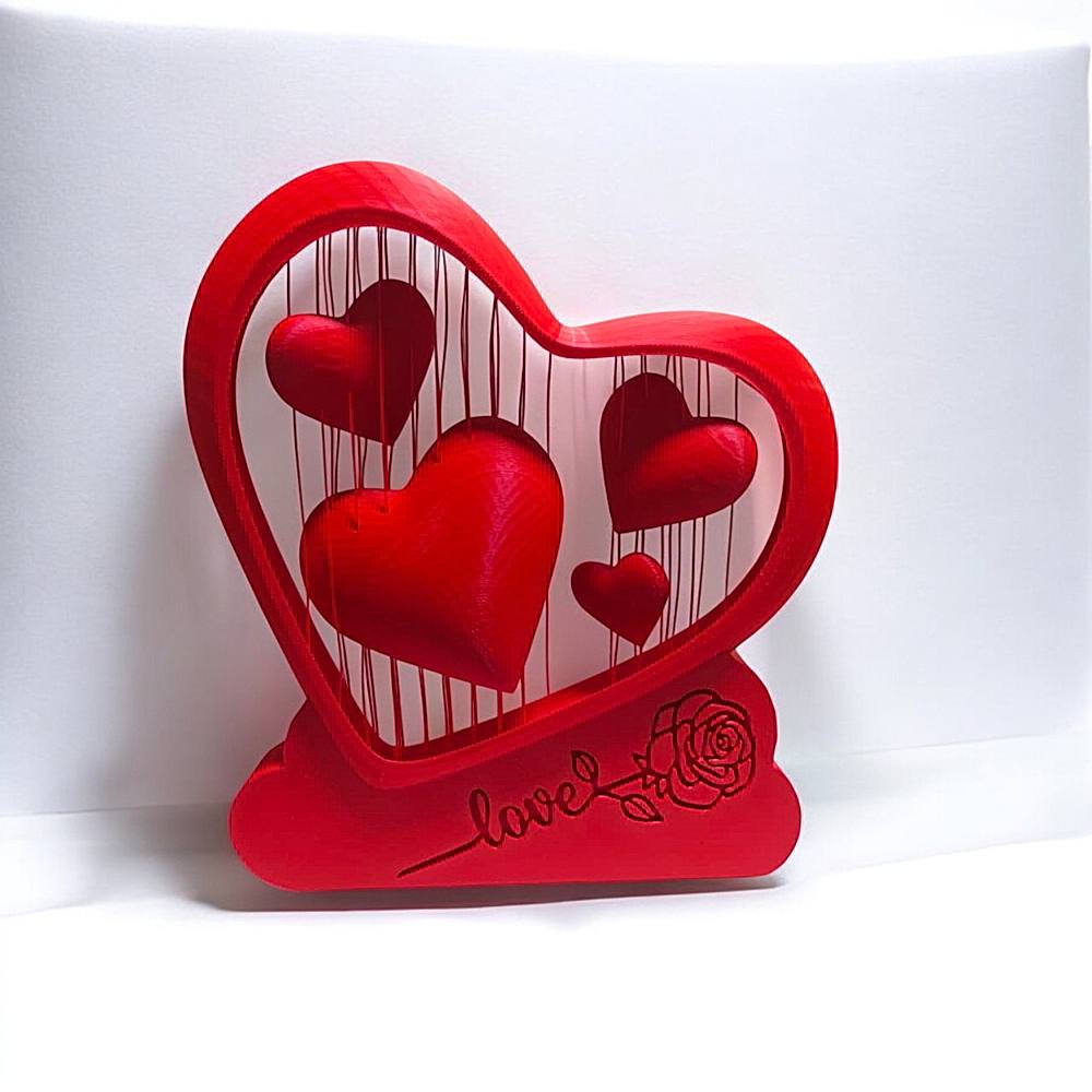 House Of Festivals 3D Printed Heart Shaped Harp - (Red) - 1 Unit