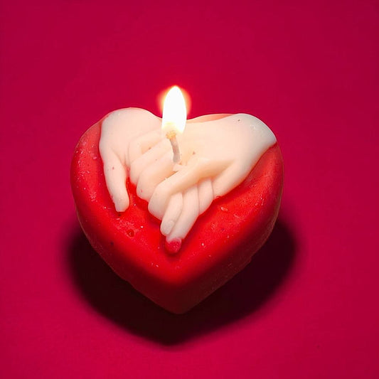 House Of Festivals Heart Shaped Candle With Couple Hands - (Multicolour) - 1 Unit