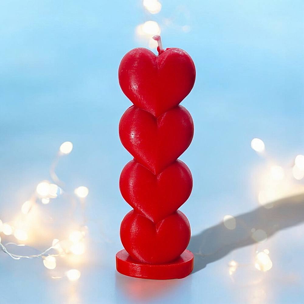 House Of Festivals Heart Shaped Pillar Candle - (Multicolour) - 1 Unit