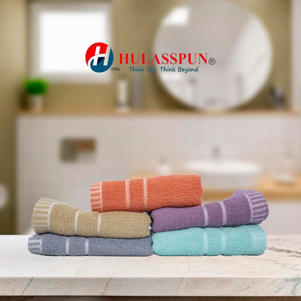 Hulasspun 7 Wonder Face Towel GSM 380 - 27x27 cm (Multicolour) Set of 5 - 1 U
