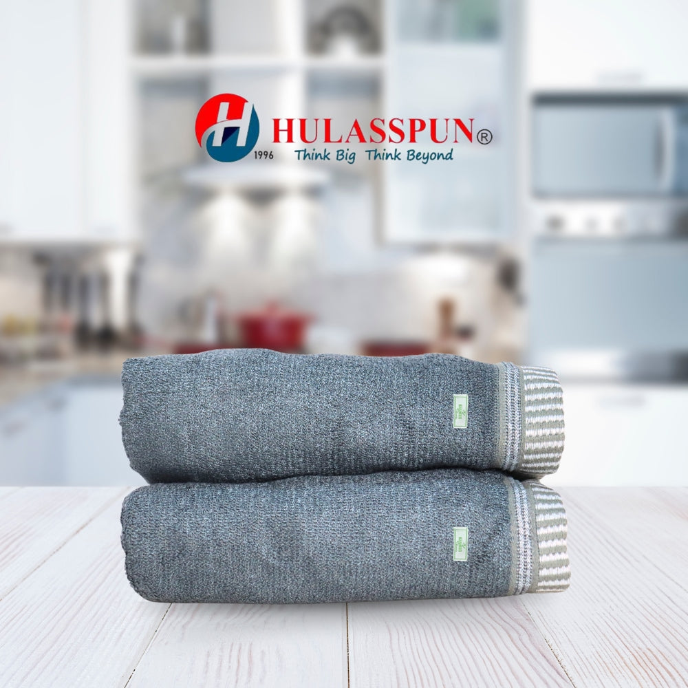 Hulasspun Green Bamboo Hand Towel GSM 420 - 40x60 cm (Grey) Set of 2 - 1 U