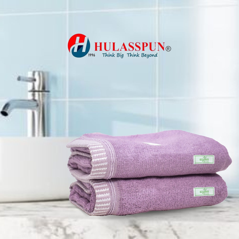 Hulasspun Green Bamboo Hand Towel GSM 420 - 40x60 cm (Luster Pink) Set of 2 - 1 U
