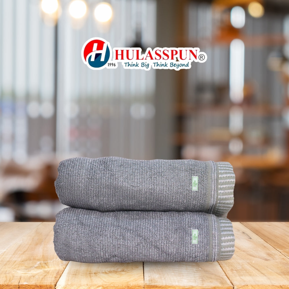 Hulasspun Green Bamboo Hand Towel GSM 420 - 40x60 cm (Metallic Silver) Set of 2 - 1 U