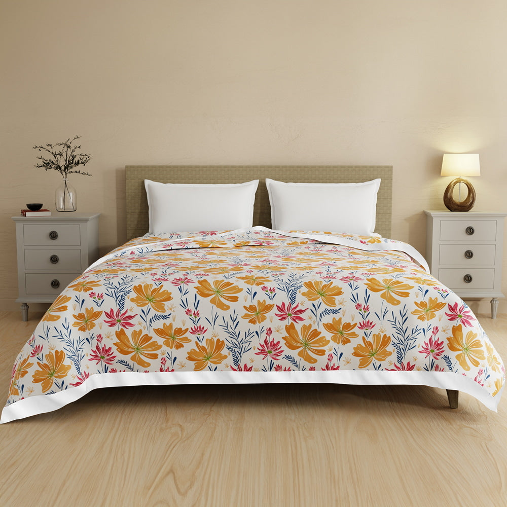 Layers Bloom Double Dohar (Cream & Orange) - 240 X 220 cm - 1 Unit