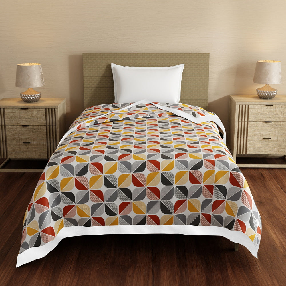 Layers Bloom Single Dohar (Grey & Yellow) - 220 X 150 cm - 1 Unit