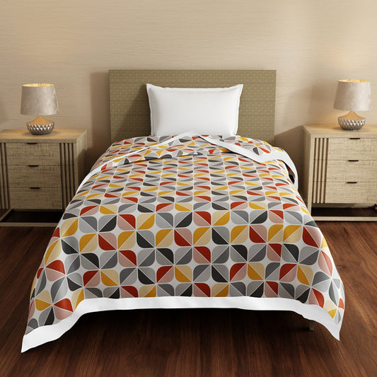 Layers Bloom Single Dohar (Grey & Yellow) - 220 X 150 cm - 1 Unit